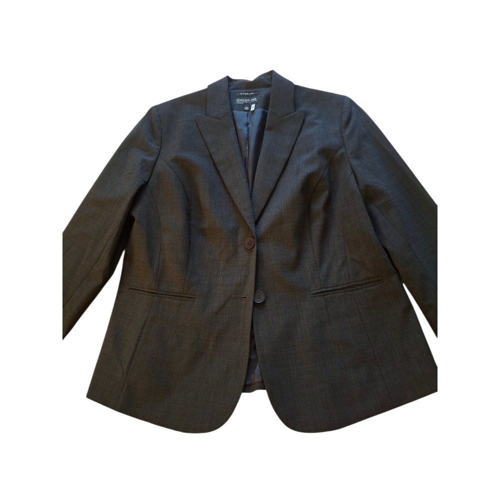 Women's Jones New York Platinum Stretch Charcoal/Gray Blazer Size: 14 Plus